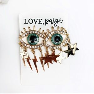 Blue Rhinestone Eye Drop Earrings